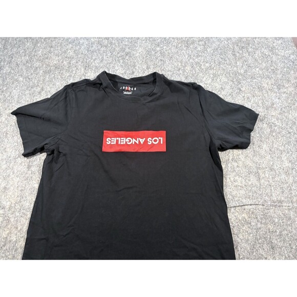 Air Jordan Shirt Mens Black Jump Man Los Angeles Logo Basketball Athletic Sz L - Picture 2 of 10